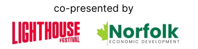 Text with logos: Copresented by Lighthouse Festival and Norfolk Economic Development